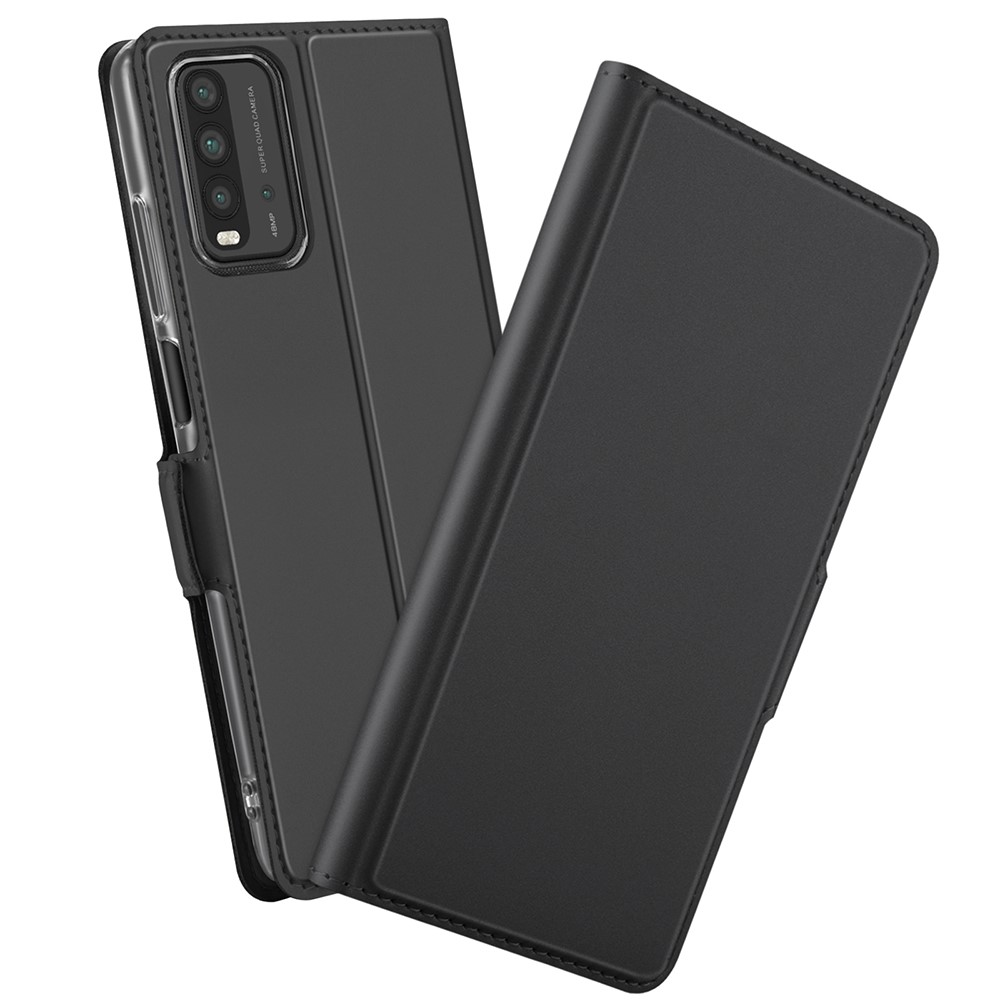 Cassa Del Telefono Assorbita Auto-assorbita In Pelle PU Per Xiaomi Redmi 9T / 9 Potenza / Nota 9 4G. - Nero