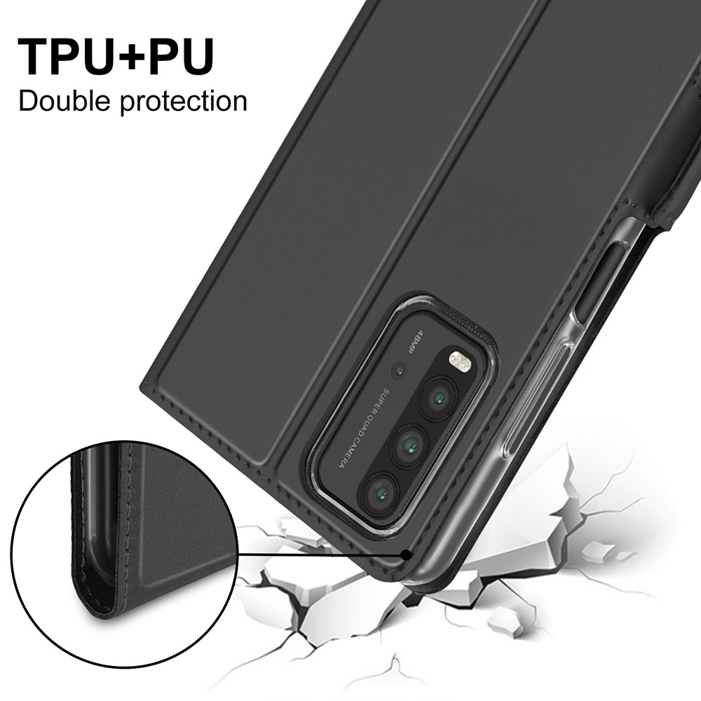 Caixa De Telefone Auto-absorvido De Couro PU Para Xiaomi Redmi 9T / 9 Power. / Nota 9 4G. - Preto