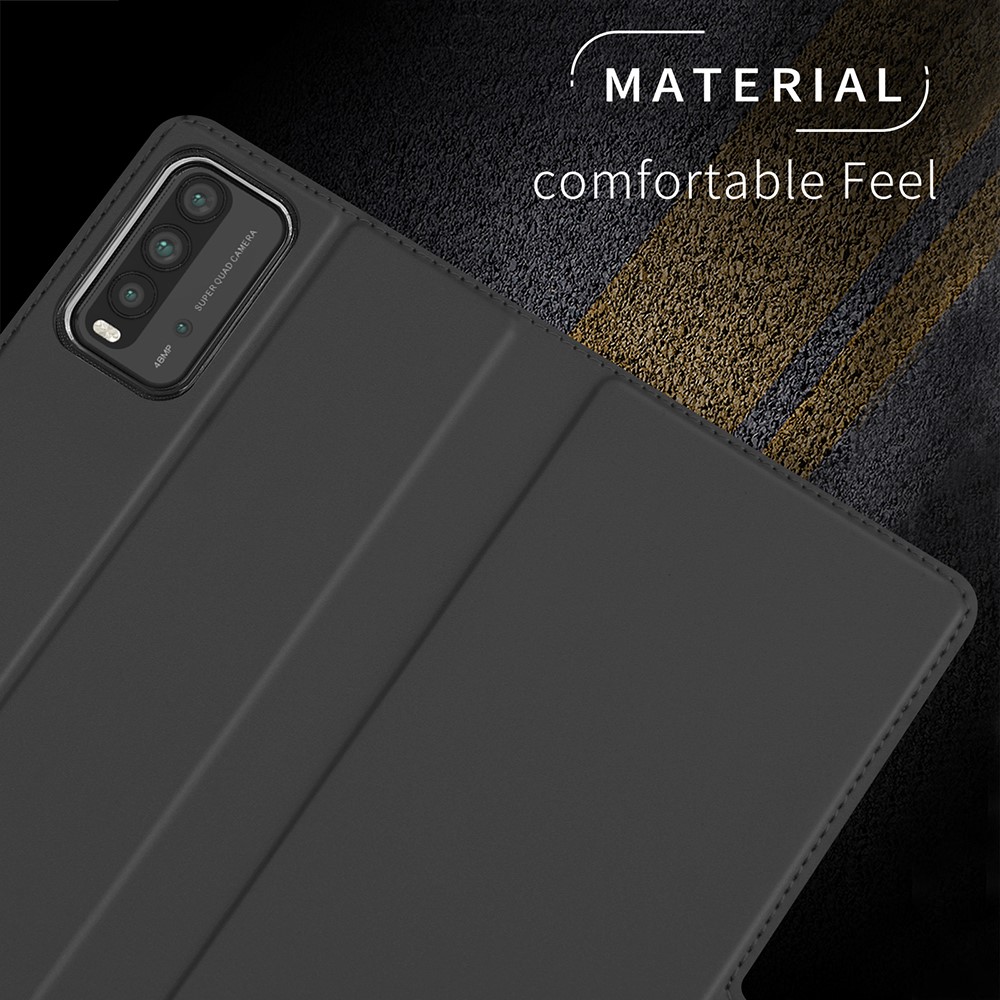 Cassa Del Telefono Assorbita Auto-assorbita In Pelle PU Per Xiaomi Redmi 9T / 9 Potenza / Nota 9 4G. - Nero