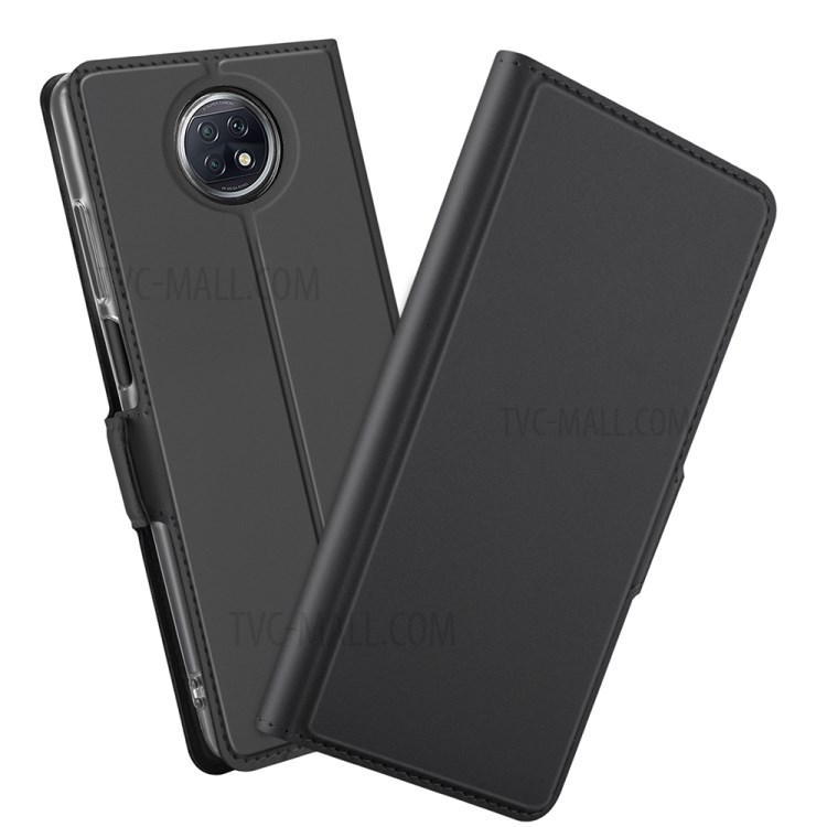 Thin & Firm PU Leather Phone Stand Shell Case with Card Holder for Xiaomi Redmi Note 9T 5G / Note 9 5G - Black-1