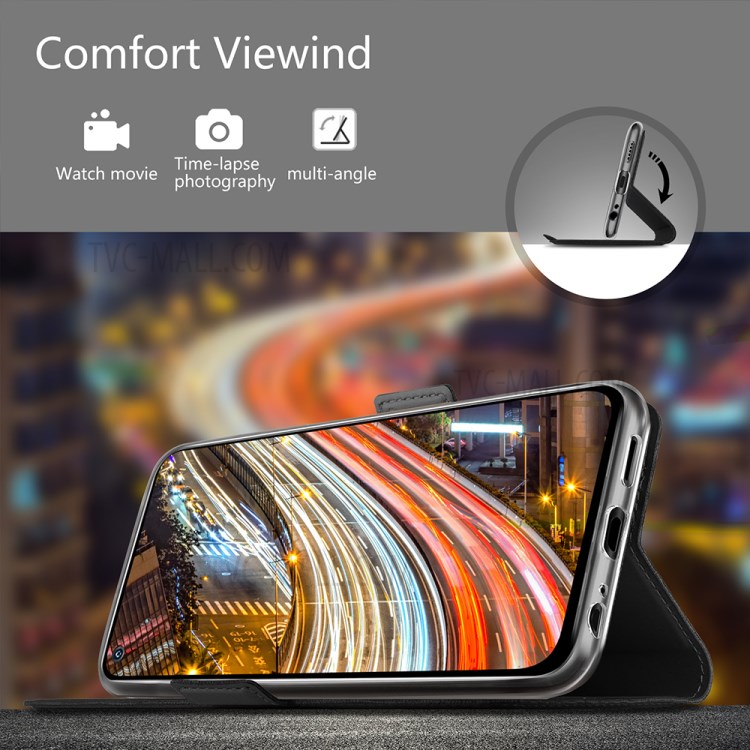 Thin & Firm PU Leather Phone Stand Shell Case with Card Holder for Xiaomi Redmi Note 9T 5G / Note 9 5G - Black-10