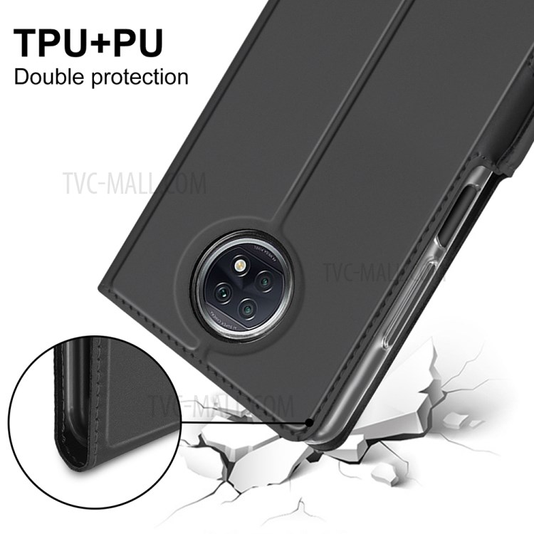 Thin & Firm PU Leather Phone Stand Shell Case with Card Holder for Xiaomi Redmi Note 9T 5G / Note 9 5G - Black-7