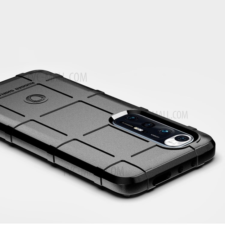 For Xiaomi Mi 10S Shock-proof Rugged Square Grid Skin TPU Back Shell - Black-3