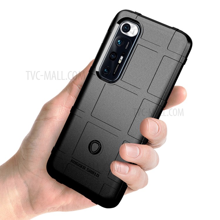 For Xiaomi Mi 10S Shock-proof Rugged Square Grid Skin TPU Back Shell - Black-4
