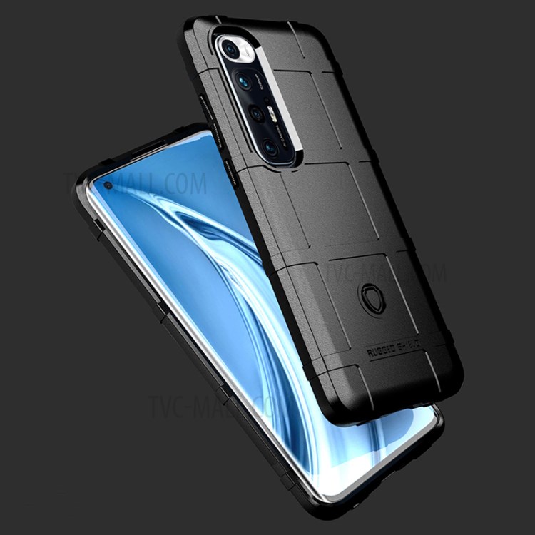 For Xiaomi Mi 10S Shock-proof Rugged Square Grid Skin TPU Back Shell - Black-6