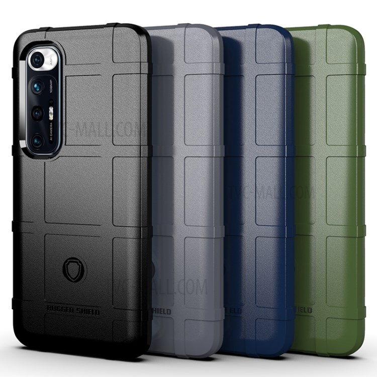 For Xiaomi Mi 10S Shock-proof Rugged Square Grid Skin TPU Back Shell - Black-7