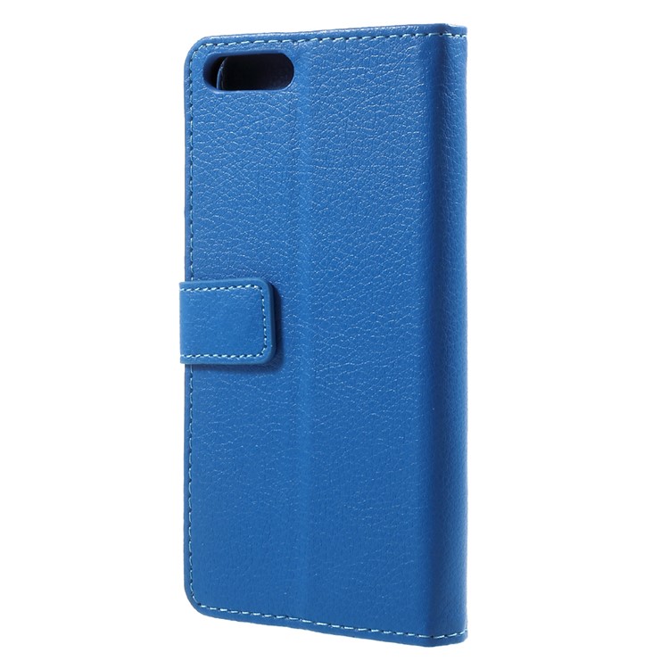 Litchi Skin Leather Wallet Phone Case for Xiaomi Mi 6 - Blue-2
