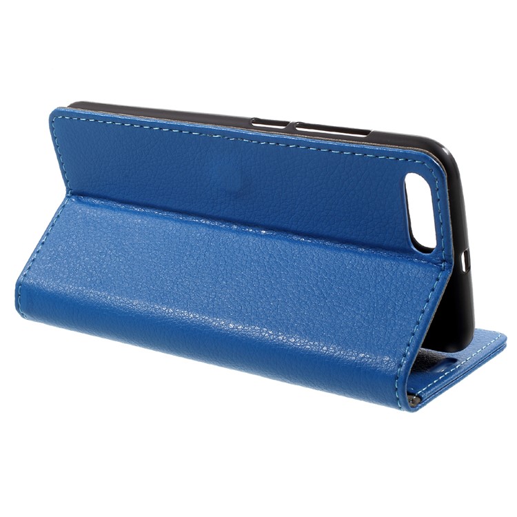 Litchi Skin Leather Wallet Phone Case for Xiaomi Mi 6 - Blue-4