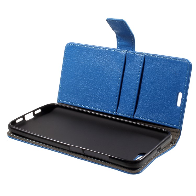 Litchi Skin Leather Wallet Phone Case for Xiaomi Mi 6 - Blue-5