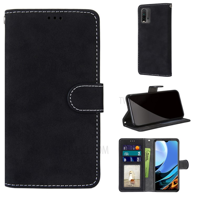 Retro Style Matte Leather Case Phone Cover Wallet Stand for Xiaomi Redmi 9 Power / Redmi Note 9 4G (Qualcomm Snapdragon 662) / Redmi 9T - Black-10