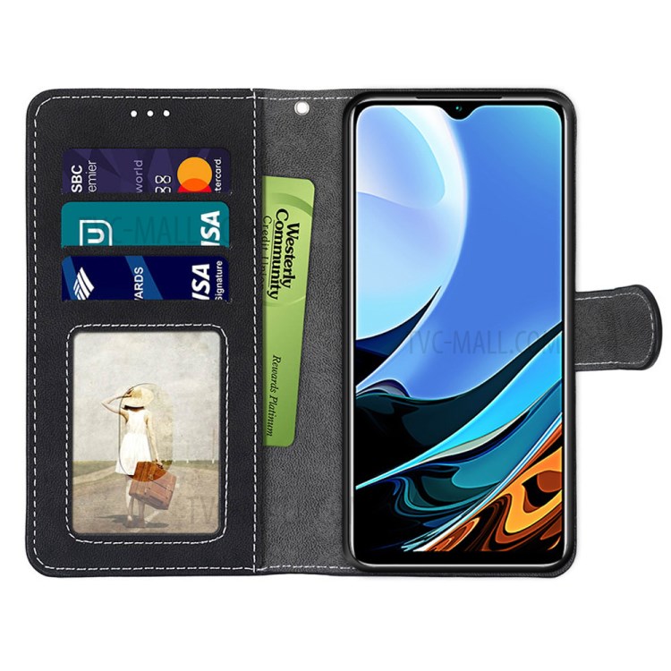 Retro Style Matte Leather Case Phone Cover Wallet Stand for Xiaomi Redmi 9 Power / Redmi Note 9 4G (Qualcomm Snapdragon 662) / Redmi 9T - Black-9