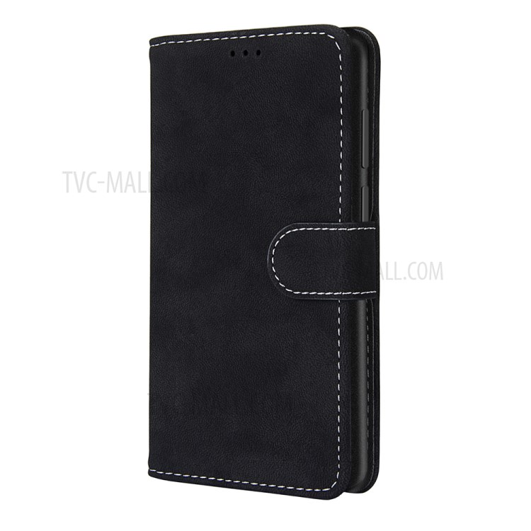 Retro Style Matte Leather Case Phone Cover Wallet Stand for Xiaomi Redmi Note 9 5G / Redmi Note 9T 5G - Black-6