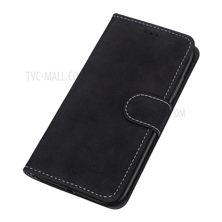 Retro Style Matte Leather Case Phone Cover Wallet Stand for Xiaomi Redmi Note 9 5G / Redmi Note 9T 5G - Black-7