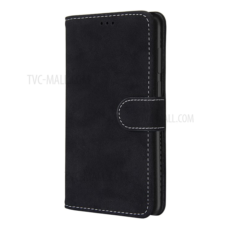 Retro Style Matte Leather Case Phone Cover Wallet Stand for Xiaomi Poco M3 - Black-6