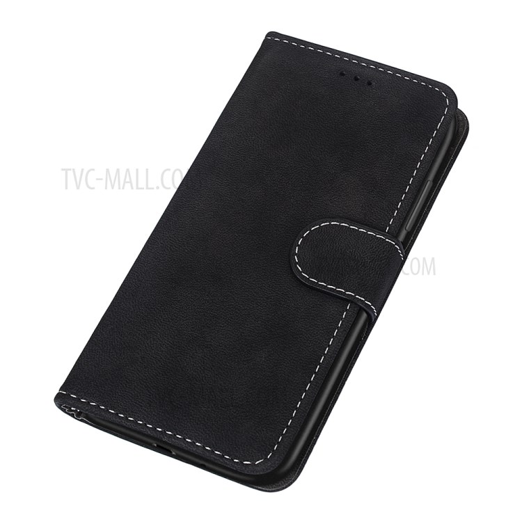 Retro Style Matte Leather Case Phone Cover Wallet Stand for Xiaomi Poco M3 - Black-7