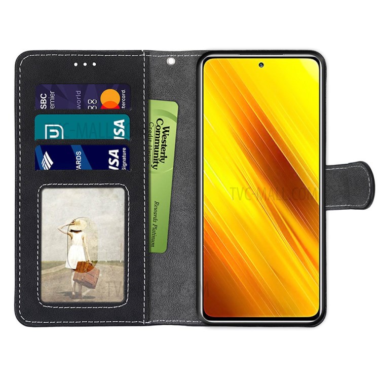 Retro Style Matte Leather Case Phone Cover Wallet Stand for Xiaomi Poco X3 NFC / Xiaomi Poco X3 - Black-10