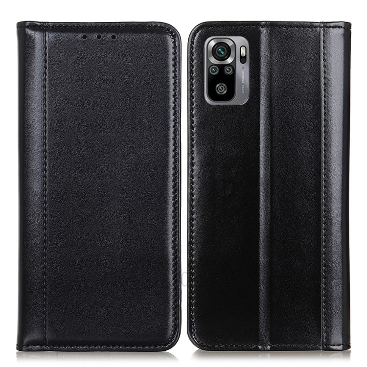Auto-absorbed Leather Wallet Phone Case for Xiaomi Redmi Note 10 4G / Redmi Note 10S - Black-1