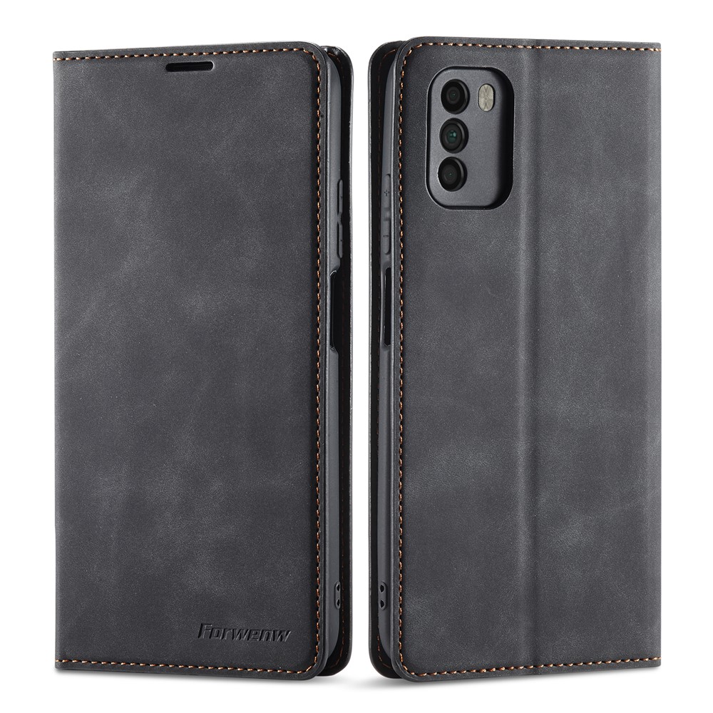 FORWENW Fantasy Series Skin Feeling Leather Case for Xiaomi Poco M3 - Black-1