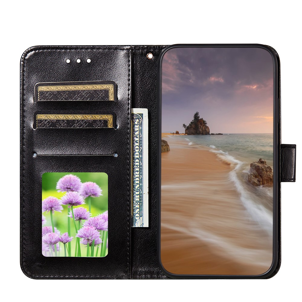 Imprint Design Leather Wallet Stand Phone Cover Case for Xiaomi Mi 11 - Black-4