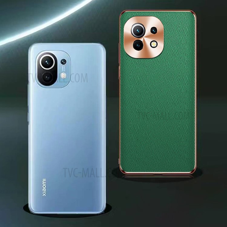 PU Leather Coated TPU Hard Phone Cover for Xiaomi Mi 11 - Green-2