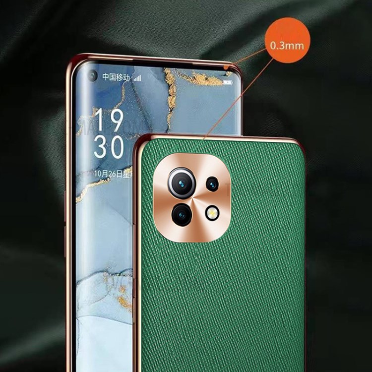 PU Leather Coated TPU Hard Phone Cover for Xiaomi Mi 11 - Green-5