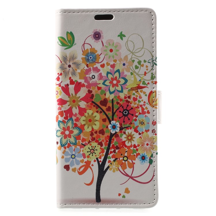 Patterned Wallet Stand Leather Mobile Phone Case for Xiaomi Mi 6 - Colorful Flowers Tree-2