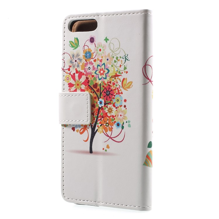 Patterned Wallet Stand Leather Mobile Phone Case for Xiaomi Mi 6 - Colorful Flowers Tree-3