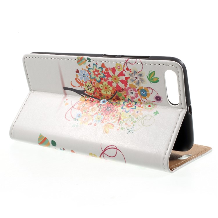 Patterned Wallet Stand Leather Mobile Phone Case for Xiaomi Mi 6 - Colorful Flowers Tree-4
