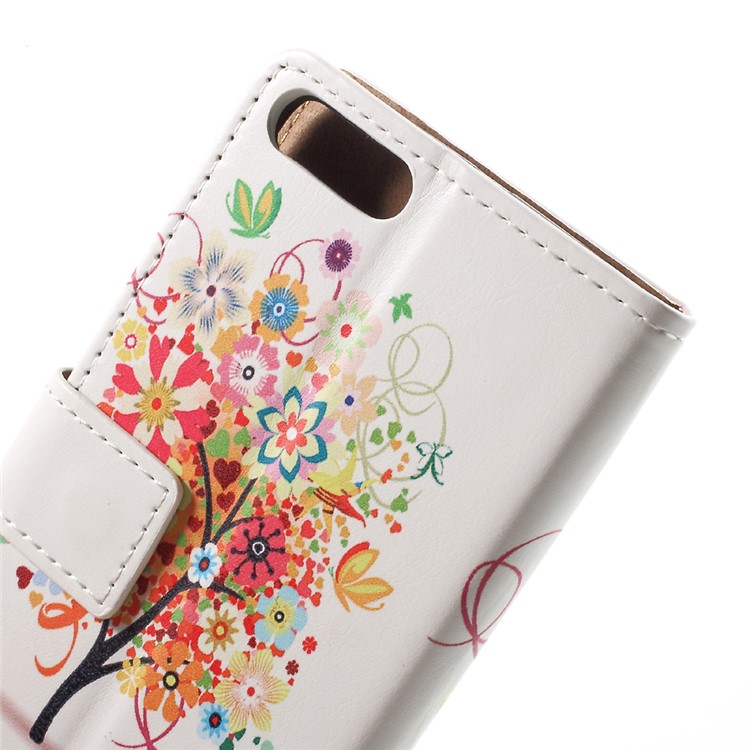 Patterned Wallet Stand Leather Mobile Phone Case for Xiaomi Mi 6 - Colorful Flowers Tree-6