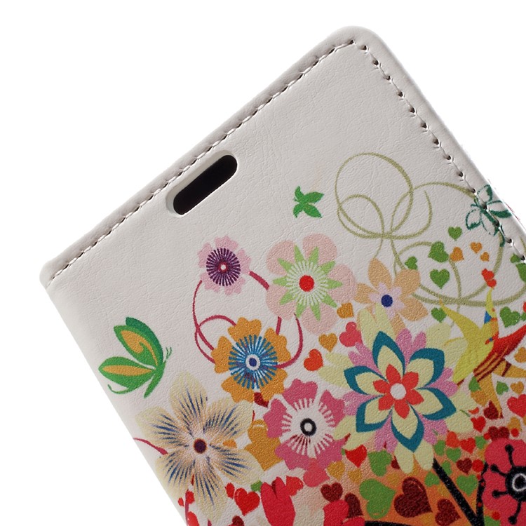 Patterned Wallet Stand Leather Mobile Phone Case for Xiaomi Mi 6 - Colorful Flowers Tree-7