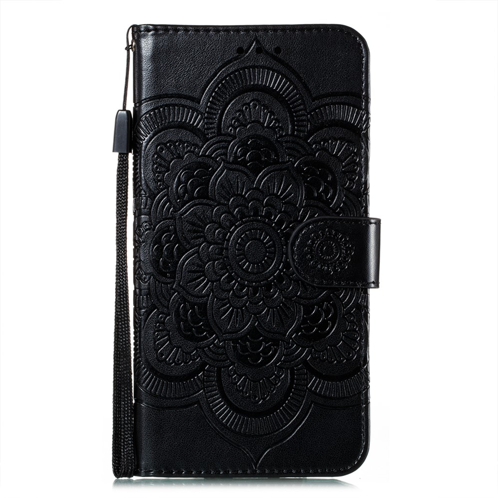Imprint Mandala Flower Stand Leather Phone Case for Xiaomi Redmi Note 10 4G / Redmi Note 10S - Black-2