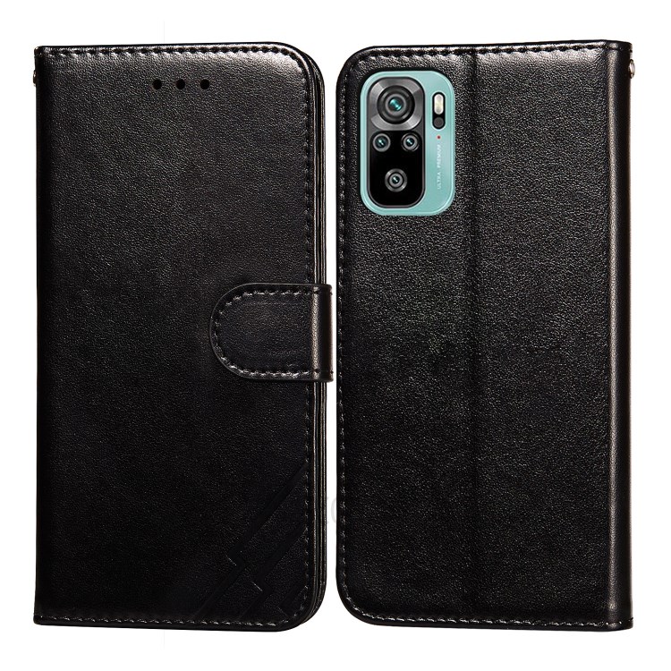 Imprint Design Leather Wallet Stand Phone Cover Case for Xiaomi Redmi Note 10 4G / Note 10S - Black-1