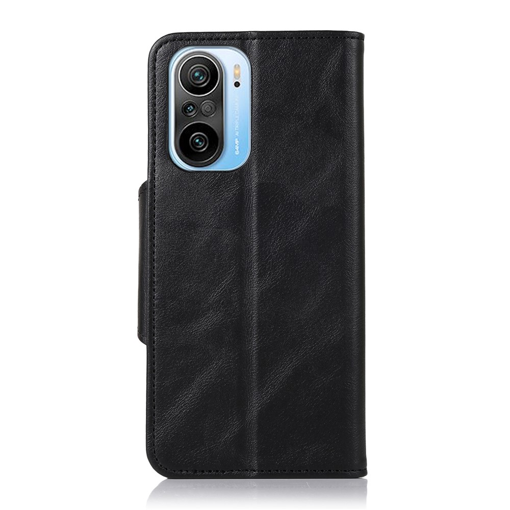 Brass Buckle Magnetic PU Leather Phone Case Cover with Wallet Stand Design for Xiaomi Redmi K40 Pro / Redmi K40 - Black-3