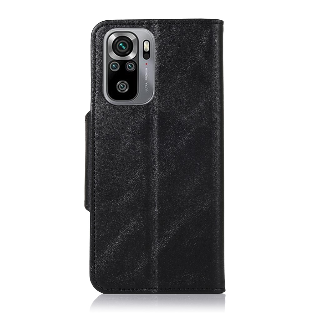 Brass Buckle Magnetic PU Leather Phone Case Cover with Wallet Stand Design for Xiaomi Redmi Note 10 4G / Redmi Note 10S - Black-3