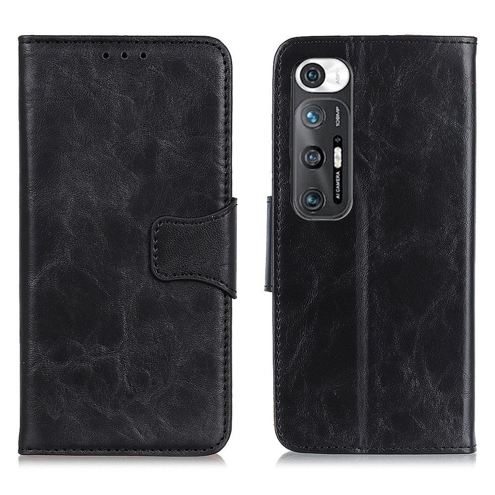 IDEWEI Folio Flip Crazy Horse Texture Leather Wallet Mobile Stand Cover Casing for Xiaomi Mi 10S - Black-1