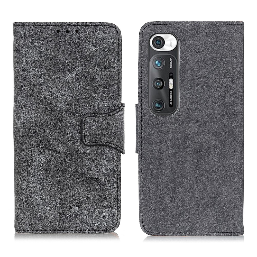 Magnetic Vintage Style Split Leather Wallet Stand Phone Case Cover for Xiaomi Mi 10S - Grey-1