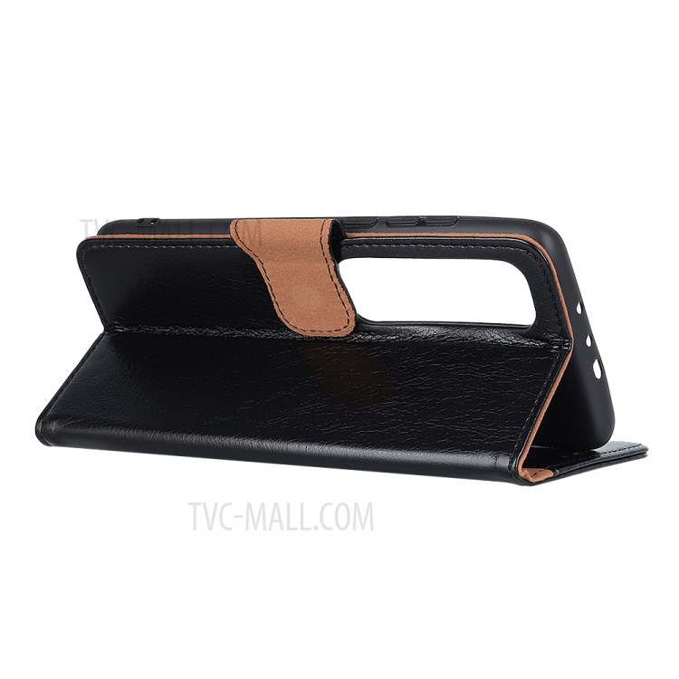 Nappa Texture Full-Protection Split Leather Wallet Stand Phone Cover Shell for Xiaomi Mi 10S - Black-3