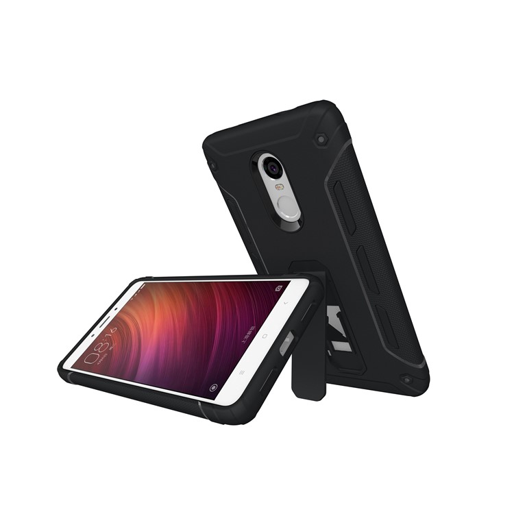 Supporting Kickstand PC + TPU Hybrid Mobile Cover for Xiaomi Redmi Note 4 - Black-11