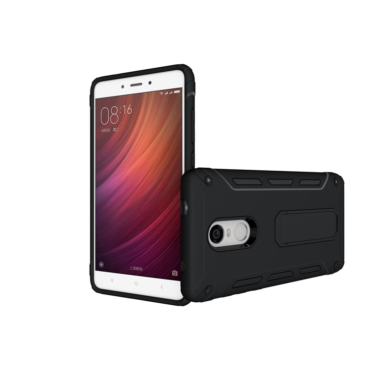 Supporting Kickstand PC + TPU Hybrid Mobile Cover for Xiaomi Redmi Note 4 - Black-3
