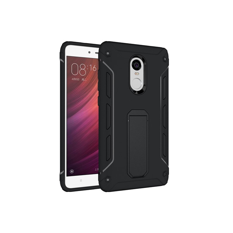 Supporting Kickstand PC + TPU Hybrid Mobile Cover for Xiaomi Redmi Note 4 - Black-5