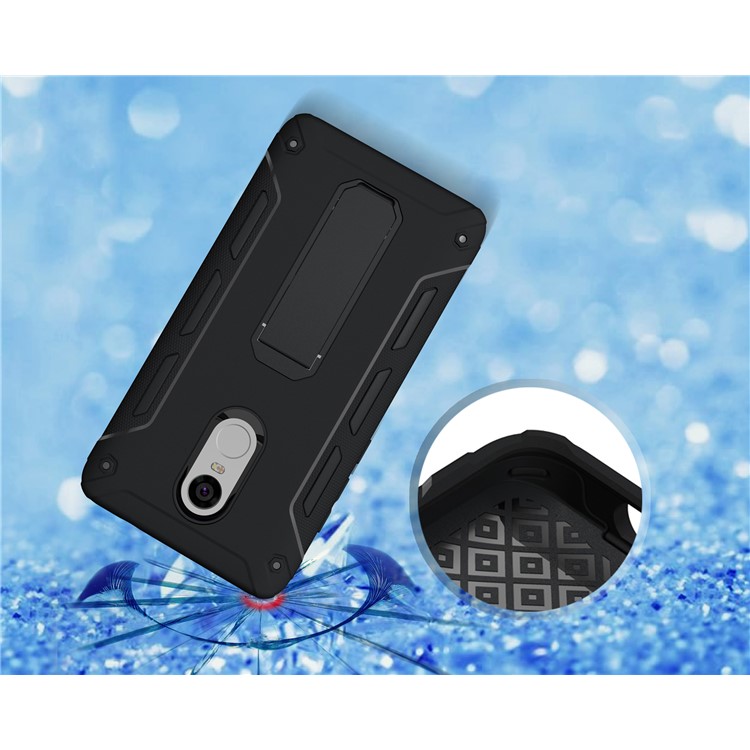 Supporting Kickstand PC + TPU Hybrid Mobile Cover for Xiaomi Redmi Note 4 - Black-6