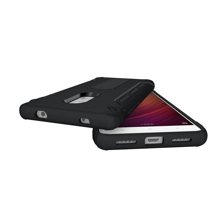 Supporting Kickstand PC + TPU Hybrid Mobile Cover for Xiaomi Redmi Note 4 - Black-7