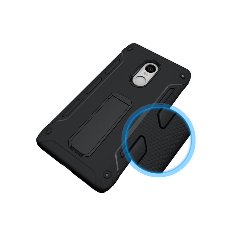 Supporting Kickstand PC + TPU Hybrid Mobile Cover for Xiaomi Redmi Note 4 - Black-8
