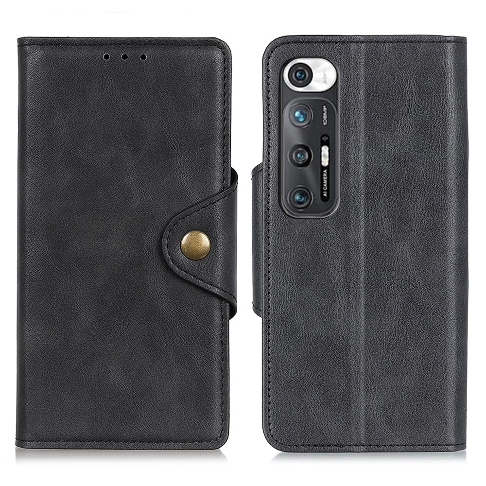 Magnetic Brass Buckle Design PU Leather Case for Xiaomi Mi 10S Wallet Stand Cellphone Cover - Black-1