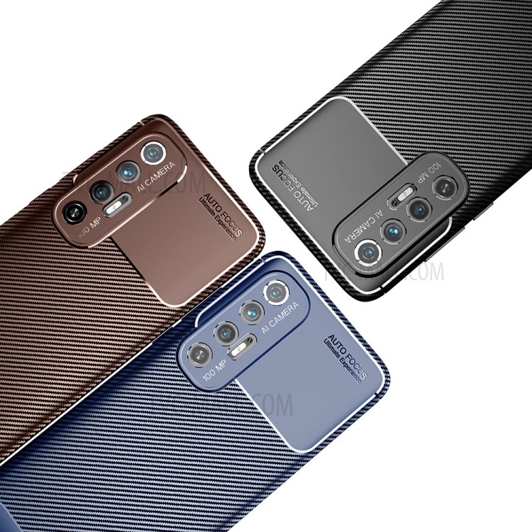 Shock-proof Carbon Fiber Texture Ultra Slim TPU Phone Case for Xiaomi Mi 10S - Black-11