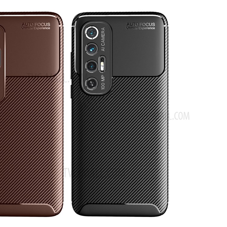 Shock-proof Carbon Fiber Texture Ultra Slim TPU Phone Case for Xiaomi Mi 10S - Black-12