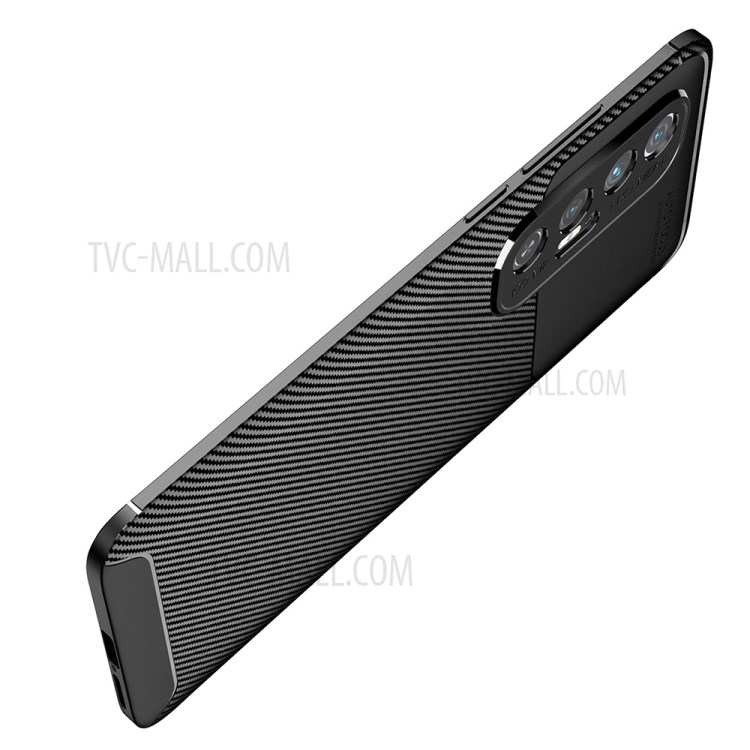 Shock-proof Carbon Fiber Texture Ultra Slim TPU Phone Case for Xiaomi Mi 10S - Black-6