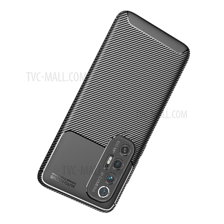 Shock-proof Carbon Fiber Texture Ultra Slim TPU Phone Case for Xiaomi Mi 10S - Black-8