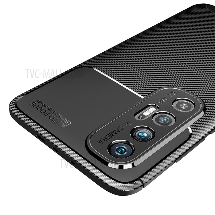 Shock-proof Carbon Fiber Texture Ultra Slim TPU Phone Case for Xiaomi Mi 10S - Black-9