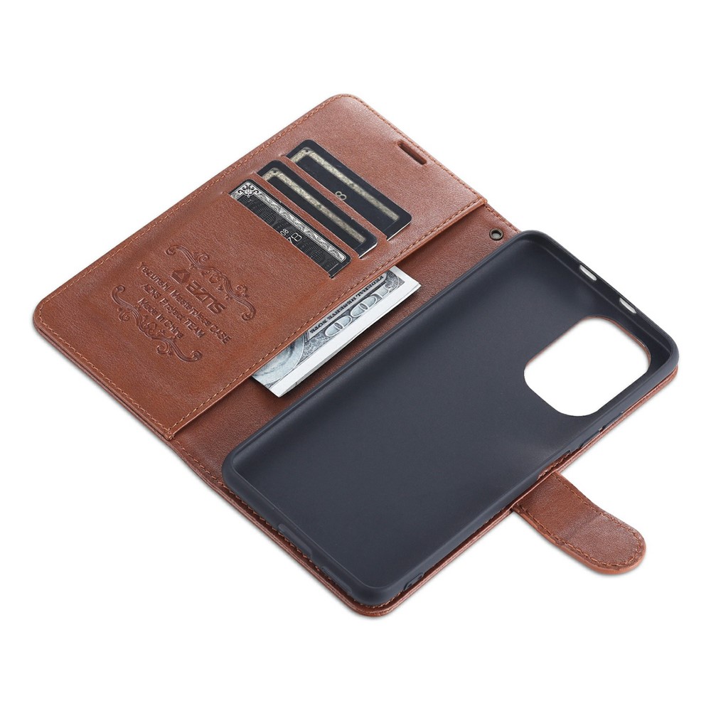 AZNS Wallet Stand Leather Protective Case for Xiaomi Redmi K40/K40 Pro / Xiaomi Poco F3 - Brown-10